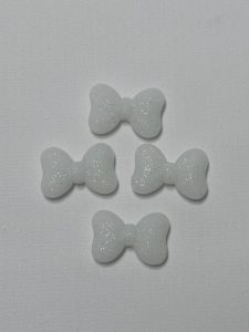 Wholesale Silicone Glitter White Bow Beads