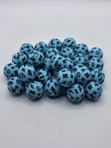 Wholesale Silicone 15mm Round Teal LV beads