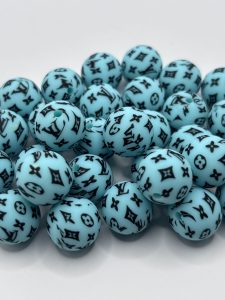 Wholesale Silicone 15mm Round Teal LV beads