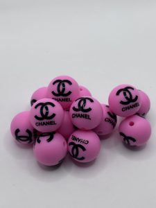 wholesale Silicone15mm Round Pink Chanel beads