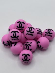 wholesale Silicone15mm Round Pink Chanel beads