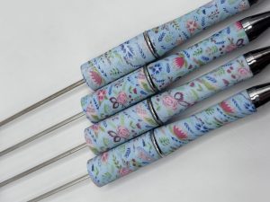 Blue Flower Beadable Pens