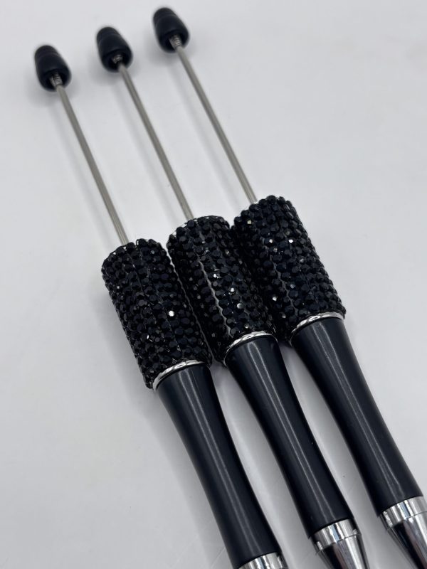 black rhinestone beadable pens