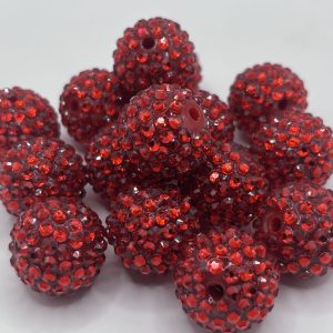 20mm red rhinestone beads