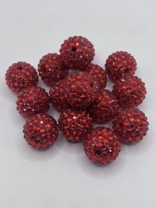 20mm red rhinestone beads