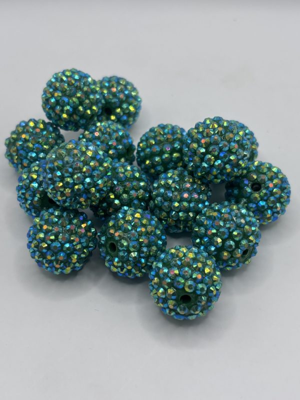 20mm green rhinestone beads