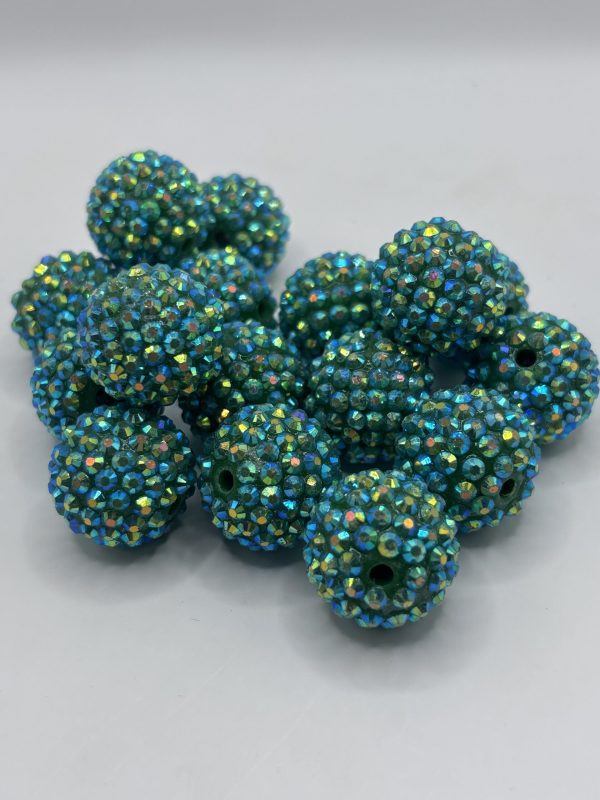 20mm green rhinestone beads