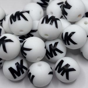 Silicone 15mm Round White MK beads Stunning set of 5 focal beads