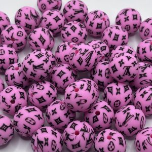 Silicone 15mm Round Pink LV beads