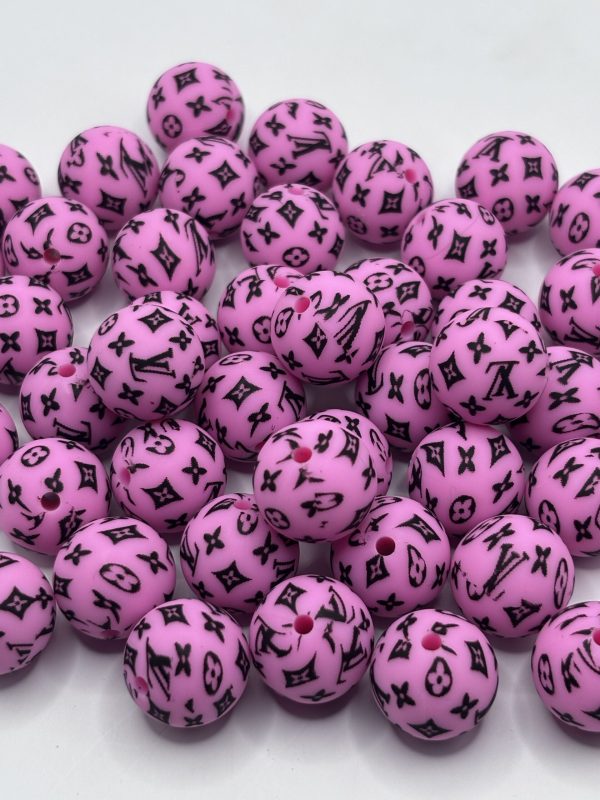 Silicone 15mm Round Pink LV beads