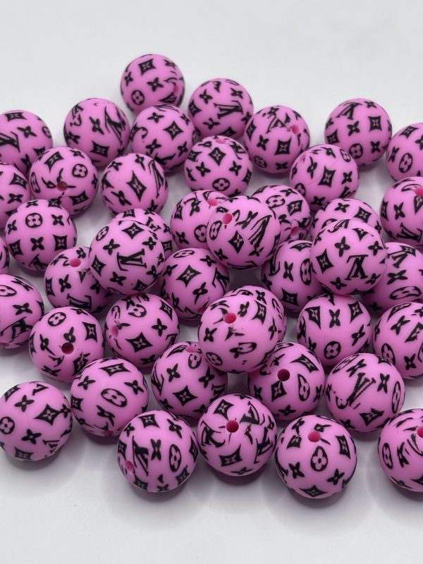 Silicone 15mm Round Pink LV beads